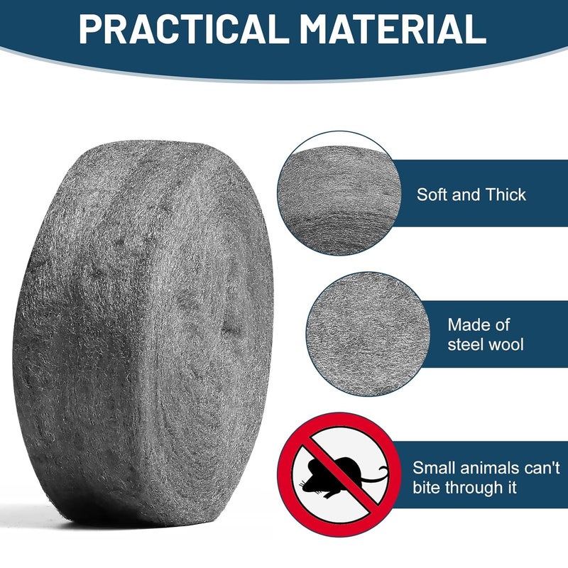 Eunice Steel Wool Fill Fabric Roll DIY Kit, 20FT Steel Wool 0000 Coarse Wire Mesh Roll for Mice Control, Gap Blocker, Barrier, Vents for Garden, House, Garage, Siding - Image 3